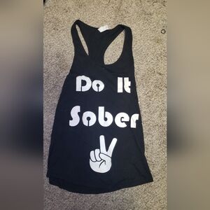 Black Graphic Tank Top with White 'Do It Sober' Print